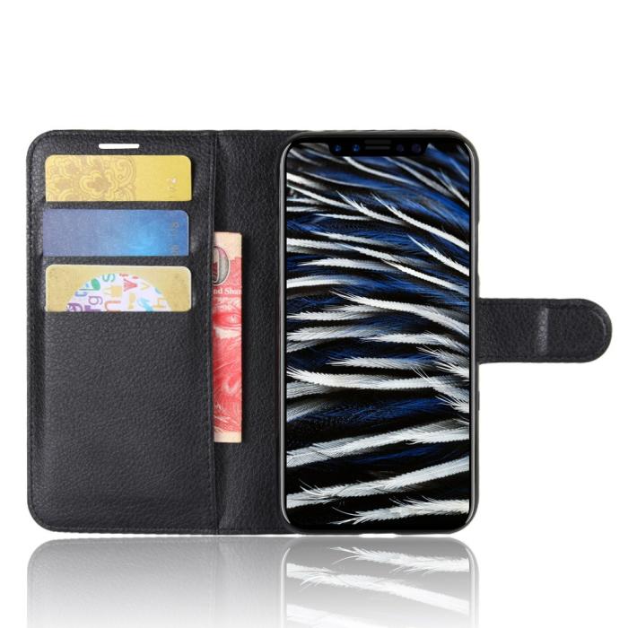 UTGATT4 - Litchi Plånboksfodral till iPhone XS / X - Svart