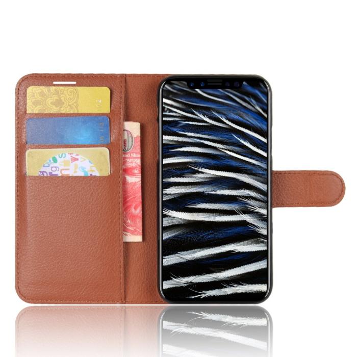 UTGATT4 - Litchi Plånboksfodral till iPhone XS / X - Brun