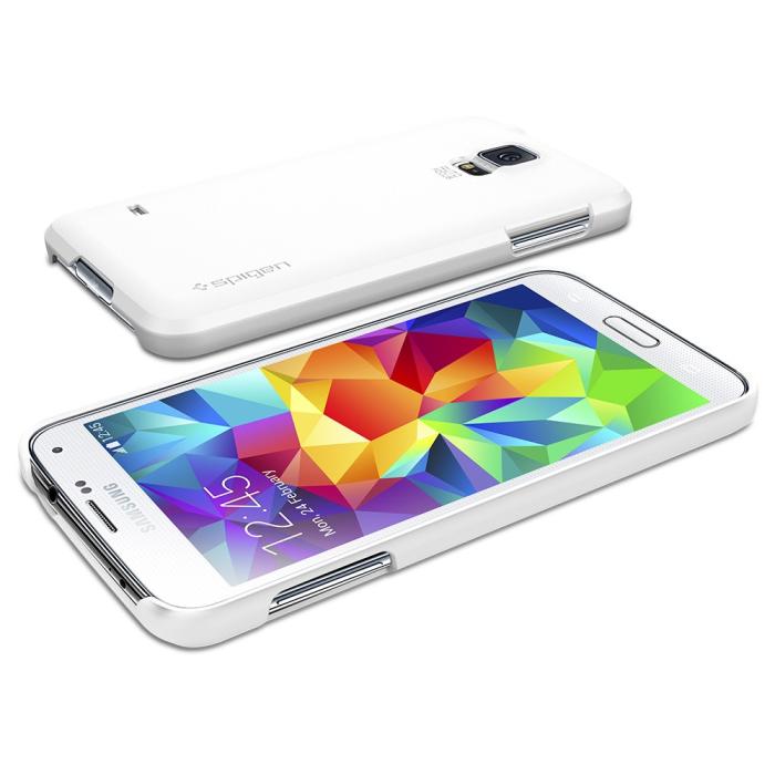 Spigen - SPIGEN Ultra Fit Skal till Samsung Galaxy S5 (Vit) + Skärmskydd