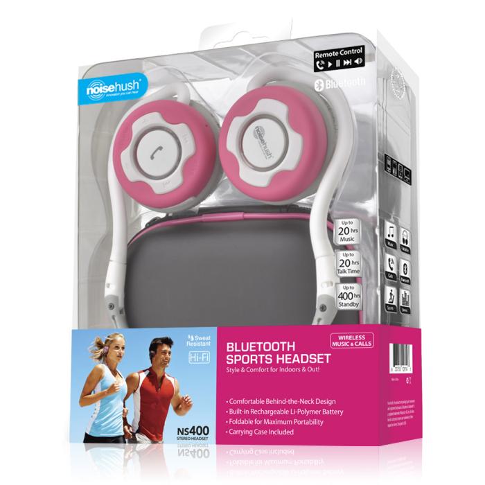 UTGATT4 - NoiseHush NS400 Bluetooth Stereo Sports Headset (Magenta)