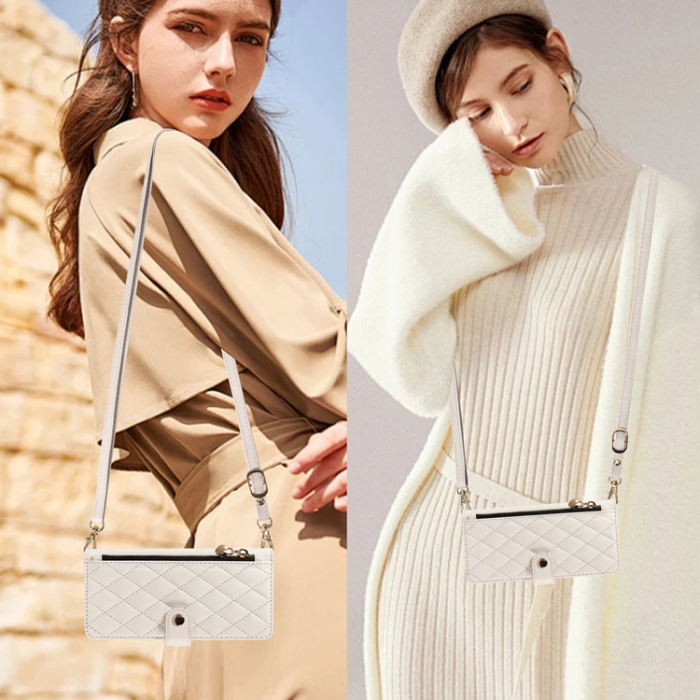 A-One Brand - iPhone Air Plånboksfodral Rhombus Läder - Vit