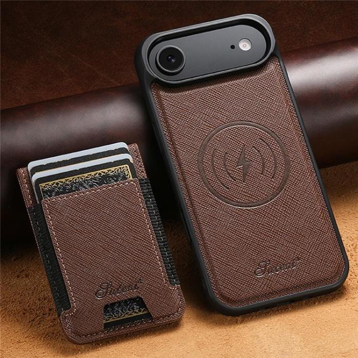 SUTENI - SUTENI iPhone 17 Air Mobilskal MagSafe korthållare - Brun