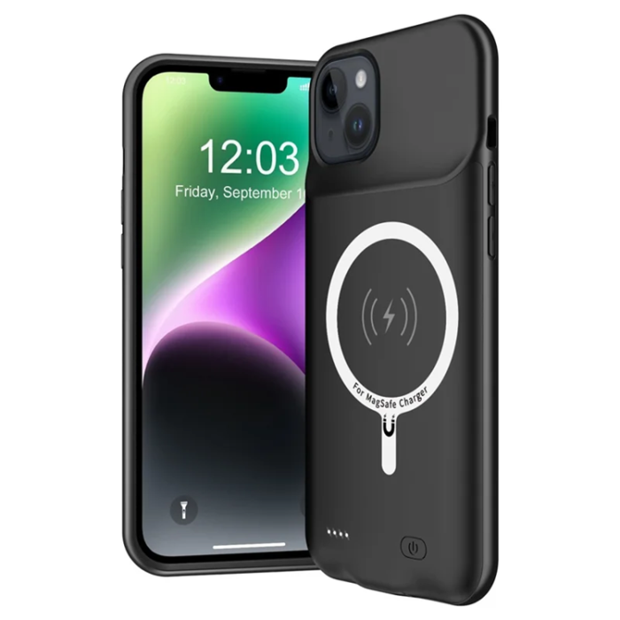 A-One Brand - iPhone 14 Batteriskal Magsafe 7000mAh D88 - Svart