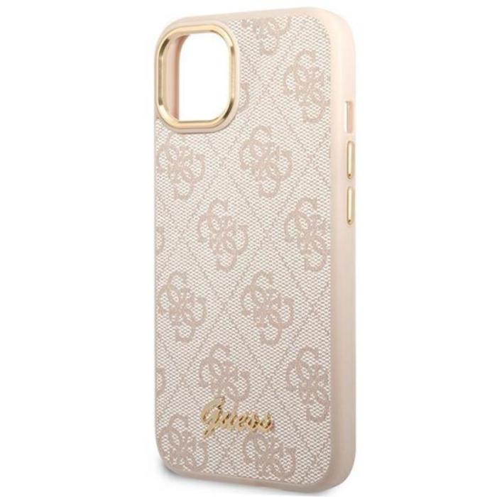Guess - GUESS iPhone 14 Skal Vintage Gold Logo - Rosa