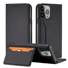 OEM - Magnet Stand iPhone 12 Plånboksfodral - Svart