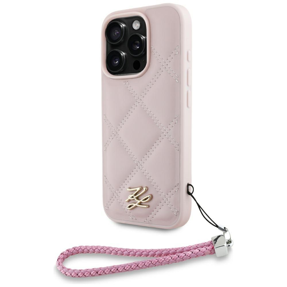 Karl Lagerfeld Mobilskal till iPhone 16 Pro MagSafe Quilted Initial Strap
