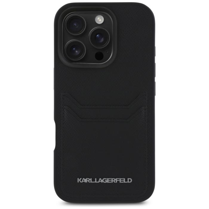KARL LAGERFELD - Karl Lagerfeld Mobilskal till iPhone 16 Pro MagSafe Grained Cardslot Metal