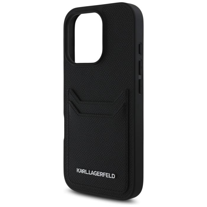 KARL LAGERFELD - Karl Lagerfeld Mobilskal till iPhone 16 Pro MagSafe Grained Cardslot Metal