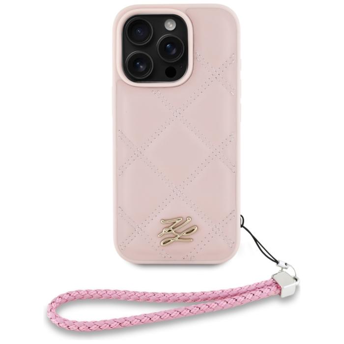KARL LAGERFELD - Karl Lagerfeld Mobilskal till iPhone 16 Pro MagSafe Quilted Initial Strap