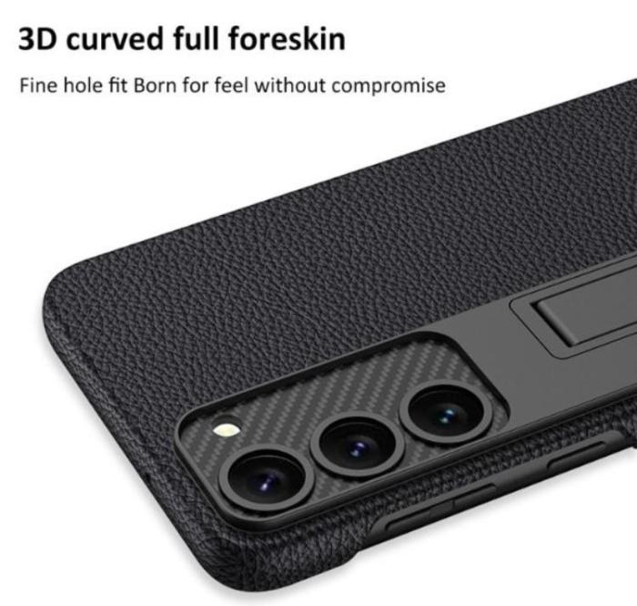 GKK - GKK Galaxy S23 Mobilskal Kickstand PU-Läder - Vinröd