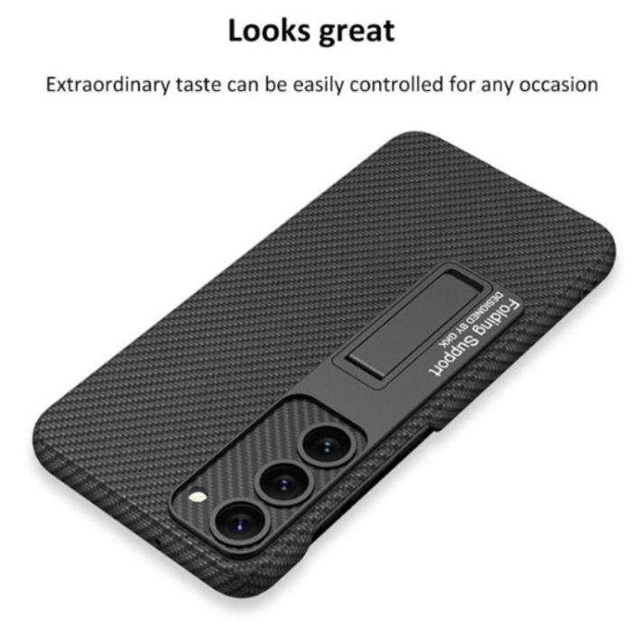 GKK - GKK Galaxy S23 Mobilskal Kickstand PU-Läder - Vinröd