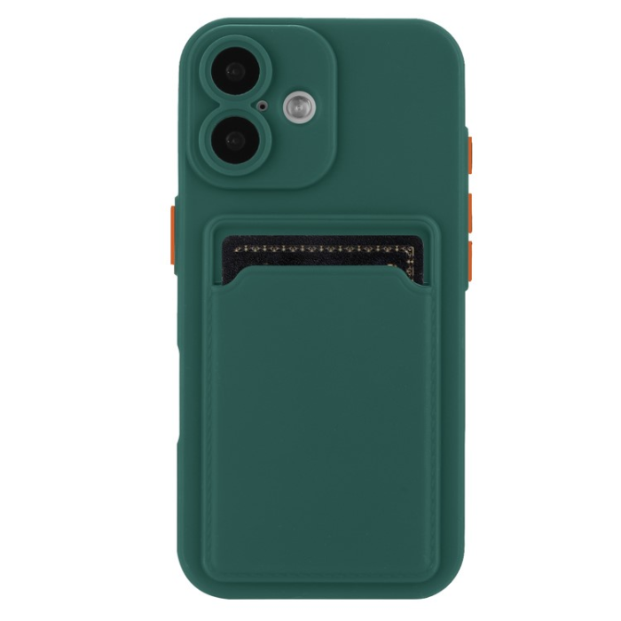 A-One Brand - iPhone 16 Plus Mobilskal Korthållare TPU - Midnattsgrön