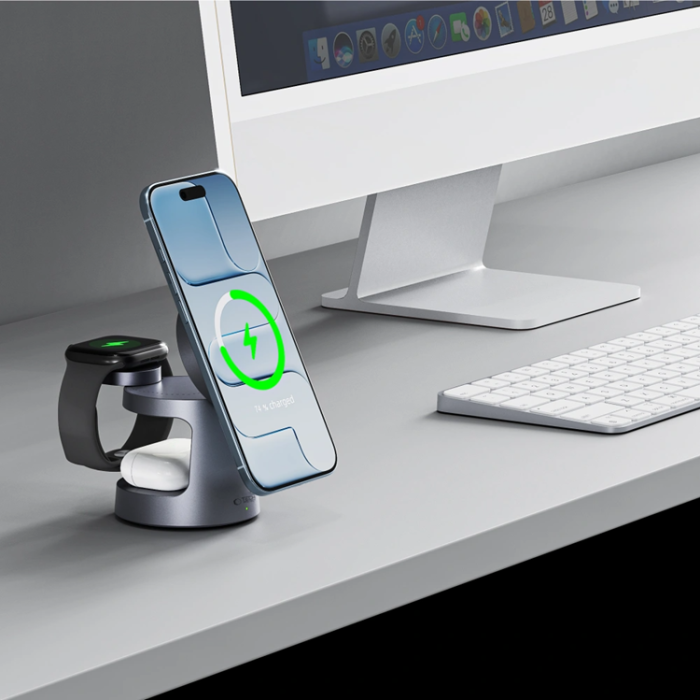 Tech-Protect - Tech-Portect Qi2 MagSafe Trådlös Laddare iPhone/Apple Watch/AirPods - Mörkgrå