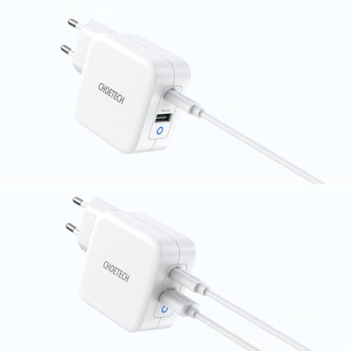 Choetech - Choetech Väggladdare USB-A Till USB-C 65W - Vit
