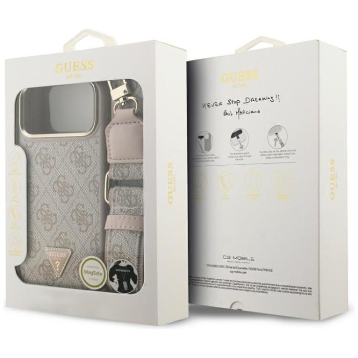 Guess - Guess iPhone 17 Pro Max Mobilskal MagSafe 4G Triangle & Big Strap - Rosa