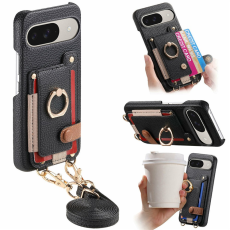 A-One Brand - Google Pixel 10/10 Pro Mobilskal med Korthållare Ring Kickstand - Svart