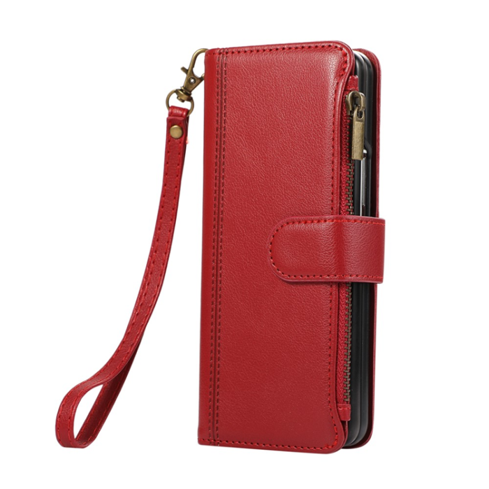 A-One Brand - Galaxy Z Fold7 Plånboksfodral Multi Zipper Läder - Röd