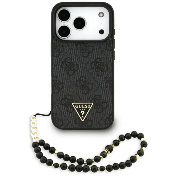 Guess iPhone 17 Pro MagSafe mobilskal 4G strap triangle logo svart designer premium