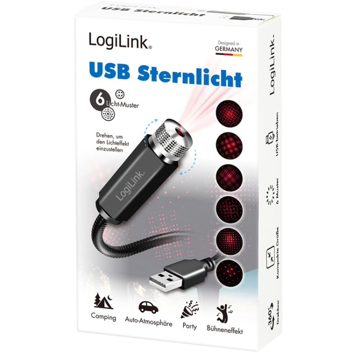 LogiLink - LogiLink LED Starlight 6st ljusmönster USB-A