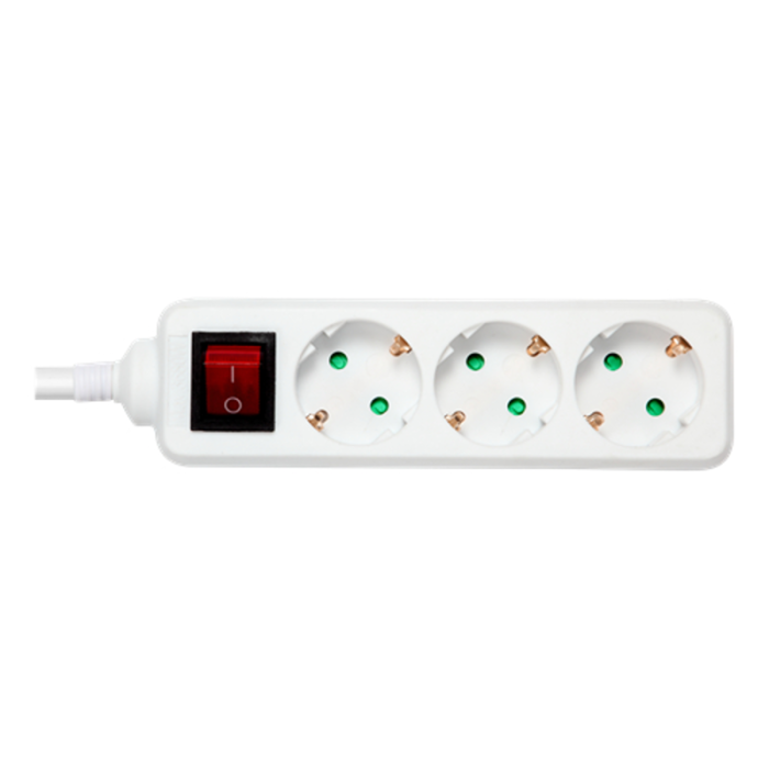 UTGATT1 - Deltaco Grenuttag Outlet 3xCEE 7/3 1xCEE 7/7 Switch 1.5m - Vit