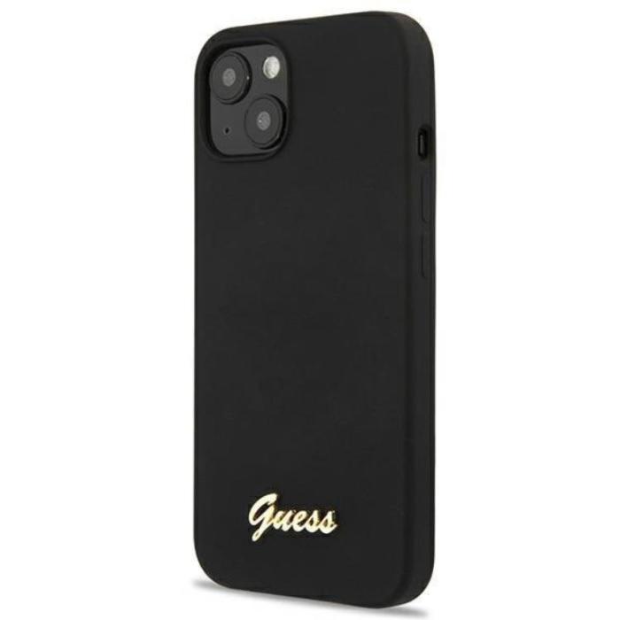 Guess - Guess iPhone 13 Skal Magsafe Silicone Script Guld Logo - Svart