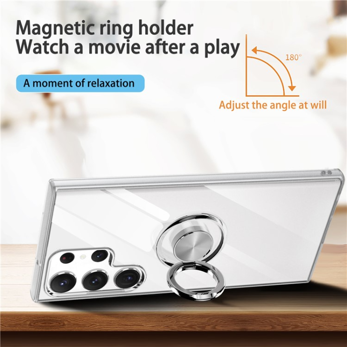 A-One Brand - Galaxy S23 Ultra Skal Ringhållare Kickstand Shockproof - Clear