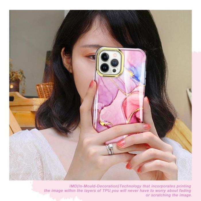 OEM - iPhone 14 Pro Max Skal 360 Marble - Rosa