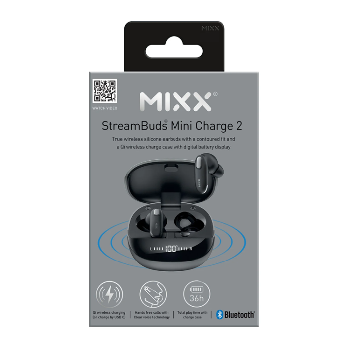MIXX - Mixx Qi TWS In-Ear Hörlurar Trådlösa Mini Charge 2 - Svart