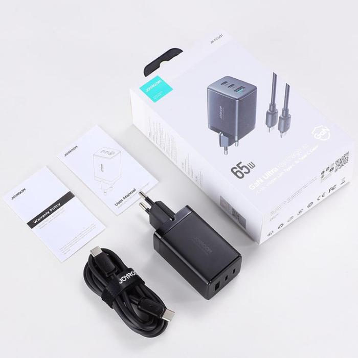 Joyroom - Joyroom Väggladdare GaN 65W USB/2x USB-C - Svart