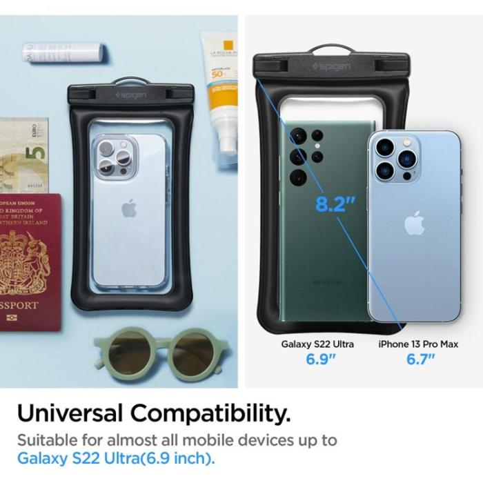 Spigen - Spigen 2-Pack Universala Vattentät Mobilväskor A610 - Svart