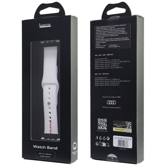 Audi - Audi Apple Watch 44/45/46/49mm Armband Sport Logo - Vit