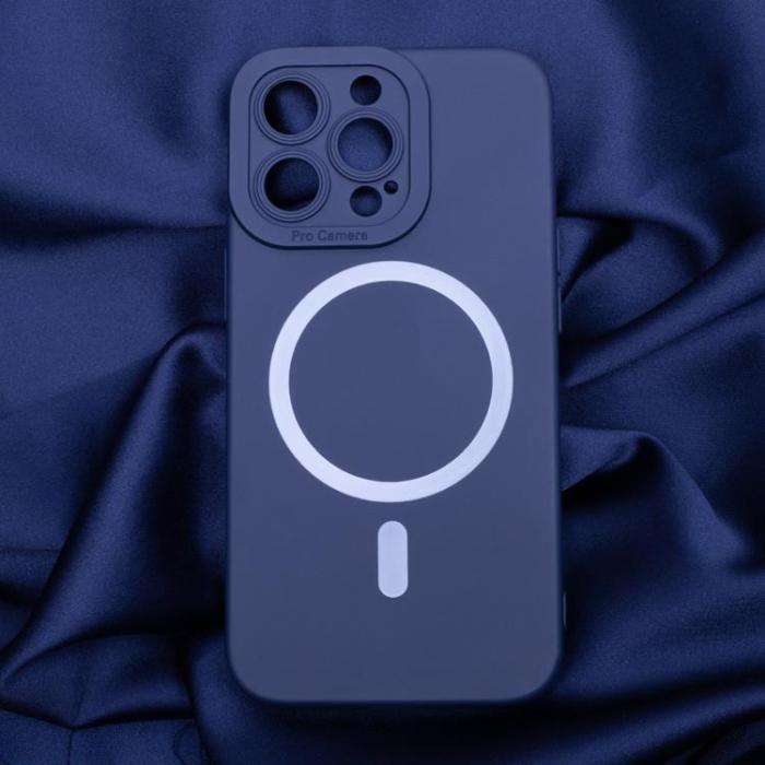 OEM - iPhone 12 Mobilskal MagSafe Silikon - Mörkblå