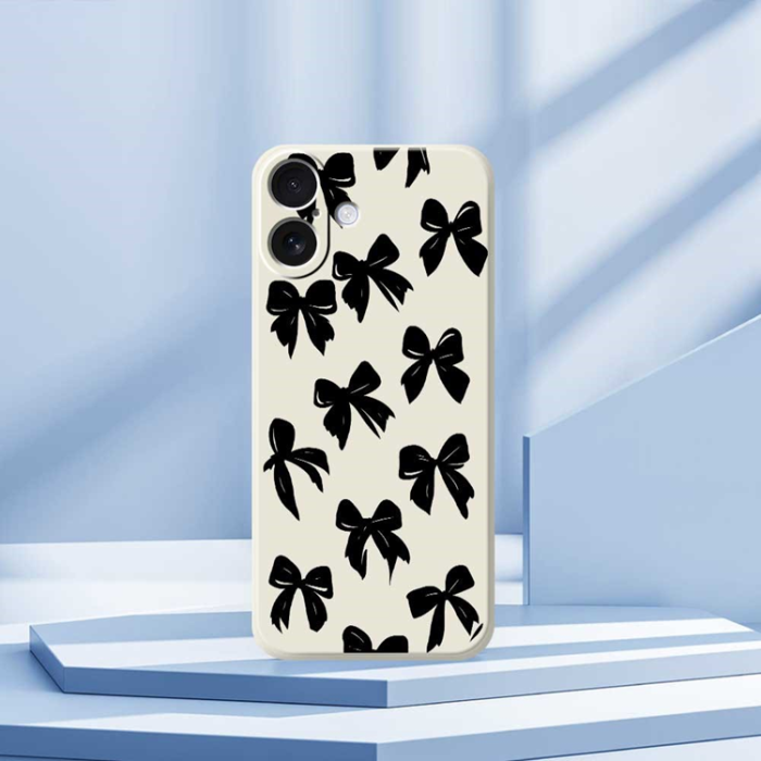 A-One Brand - iPhone 17 Mobilskal Bow Pattern Printing Straight - Beige
