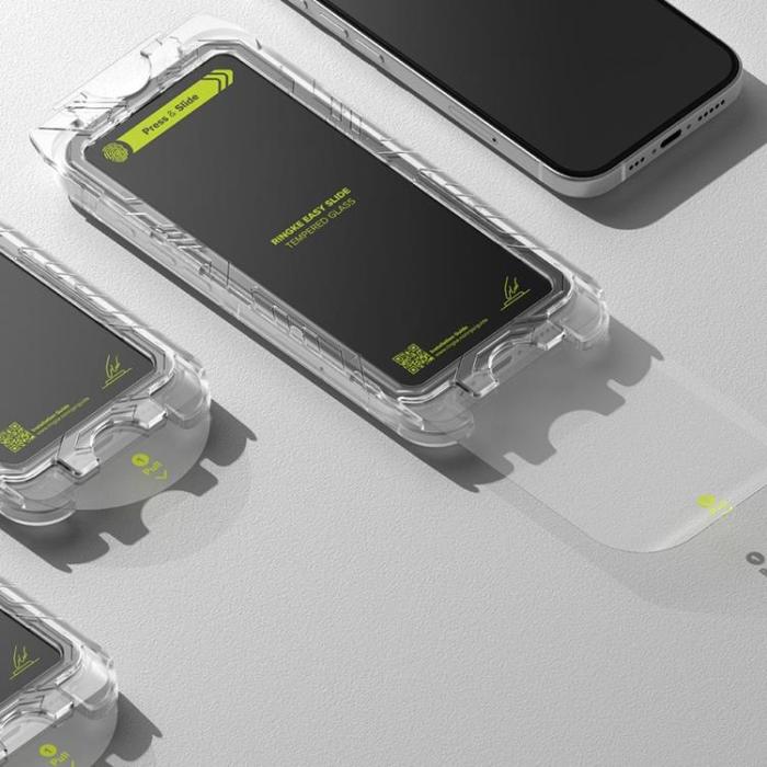 UTGATT - [2-Pack] Ringke iPhone 16/15 Härdat glas Skärmskydd Easy Slide - Svart