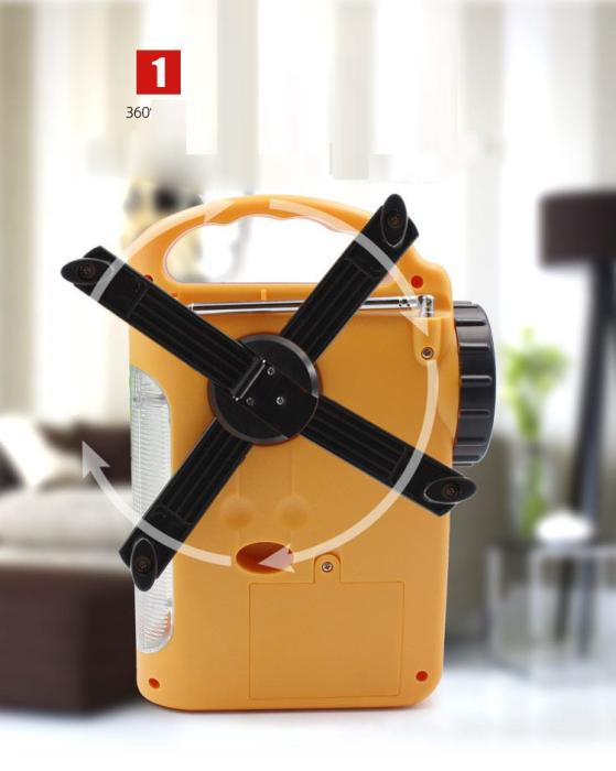 UTGATT5 - Vev-radio 1200mAh Powerbank med Solceller och LED Lampa - Blå