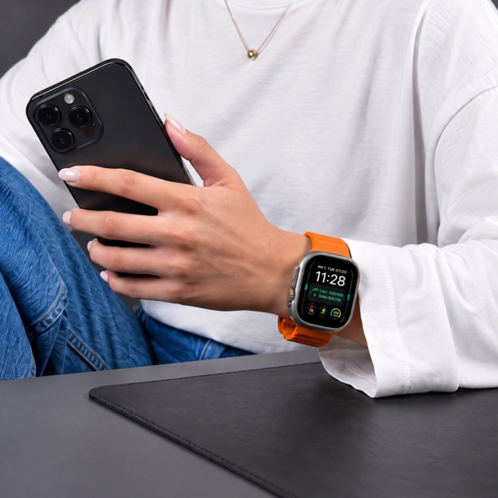 Tech-Protect - Tech-Protect Armband För Apple Watch (44/45/46/49mm) Silikon Line - Orange