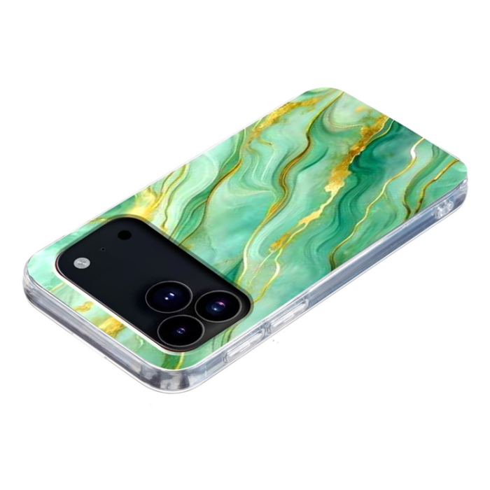A-One Brand - iPhone 17 Pro Mobilskal Marble Pattern Printing Soft - Grön