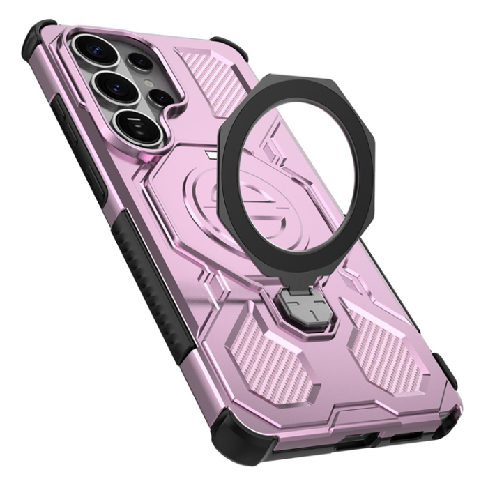 A-One Brand - Galaxy S26 Ultra Mobilskal Rotating Metal Kickstand - Rosa