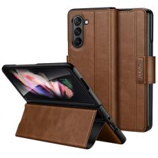 SULADA - SULADA Galaxy Z Fold6 Fodral KonstL&auml;der +PC St&auml;ll - Ljusbrun