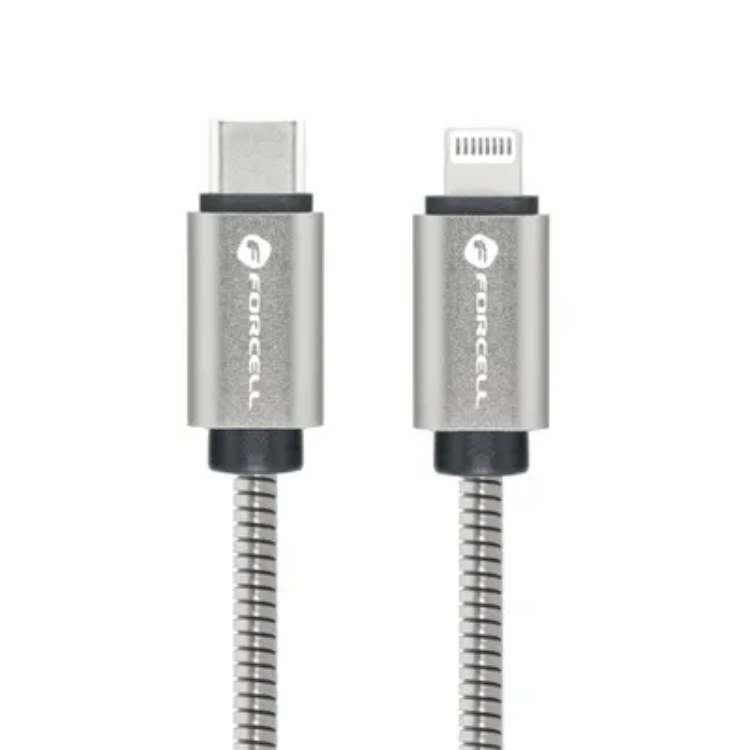 FORCELL USB-C - Lightning 27W Kabel 2m C238 PD 3A - Silver | 3541 | AlltMobil