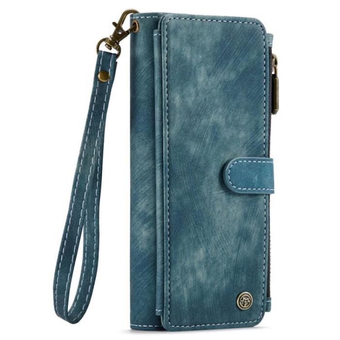 Caseme - CASEME Galaxy Z Fold 4 Plånboksfodral Zipper PU-Läder Stativ - Blå