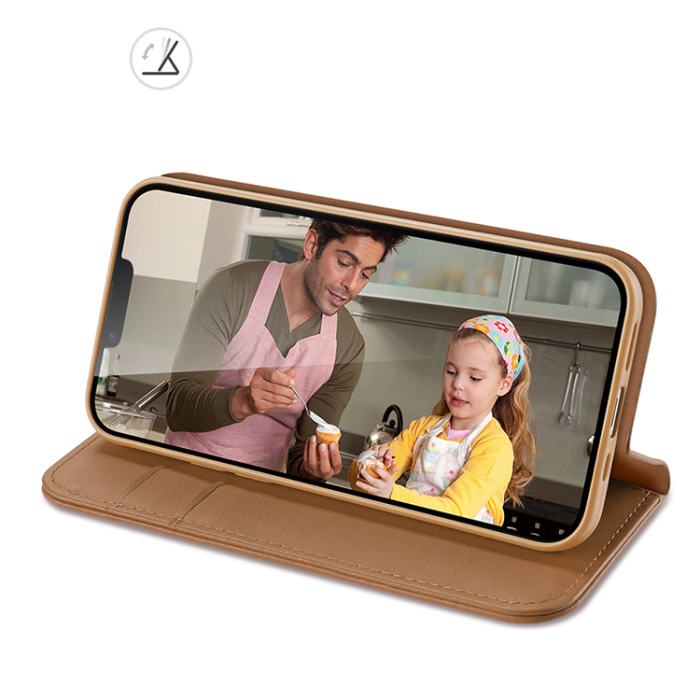 Dux Ducis - Dux Ducis iPhone 16e Plånboksfodral Äkta Läder Hivo - Brun