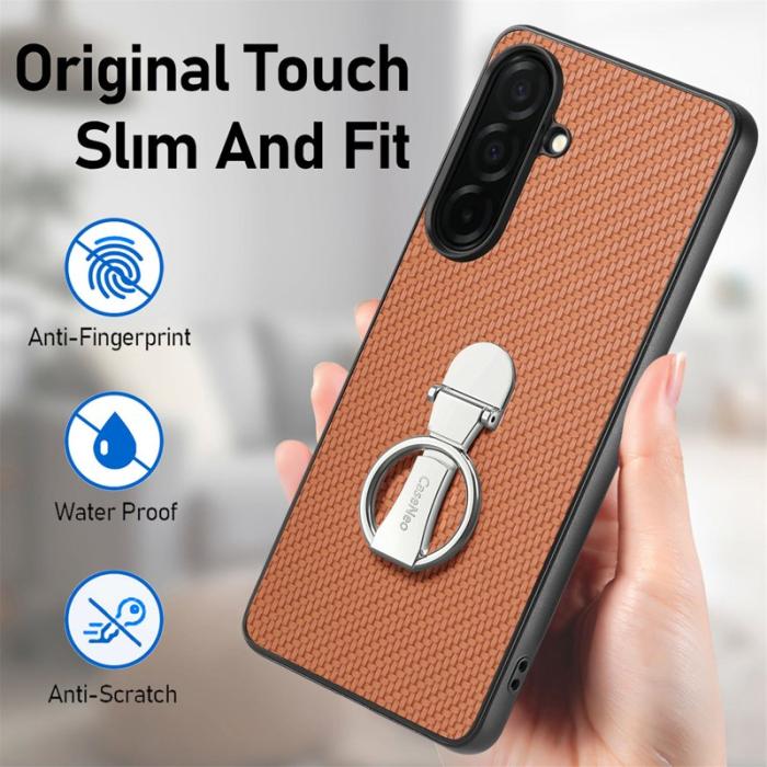 OEM - Mobilskal för Samsung Galaxy S26 Kortfack Kickstand Kolfiber - Brun