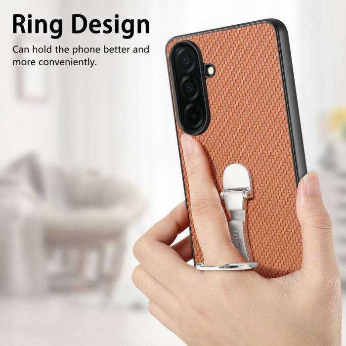 OEM - Mobilskal för Samsung Galaxy S26 Kortfack Kickstand Kolfiber - Brun