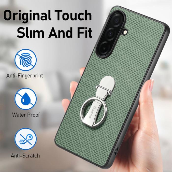 OEM - Mobilskal för Samsung Galaxy S26 Kortfack Kickstand Kolfiber - Grön