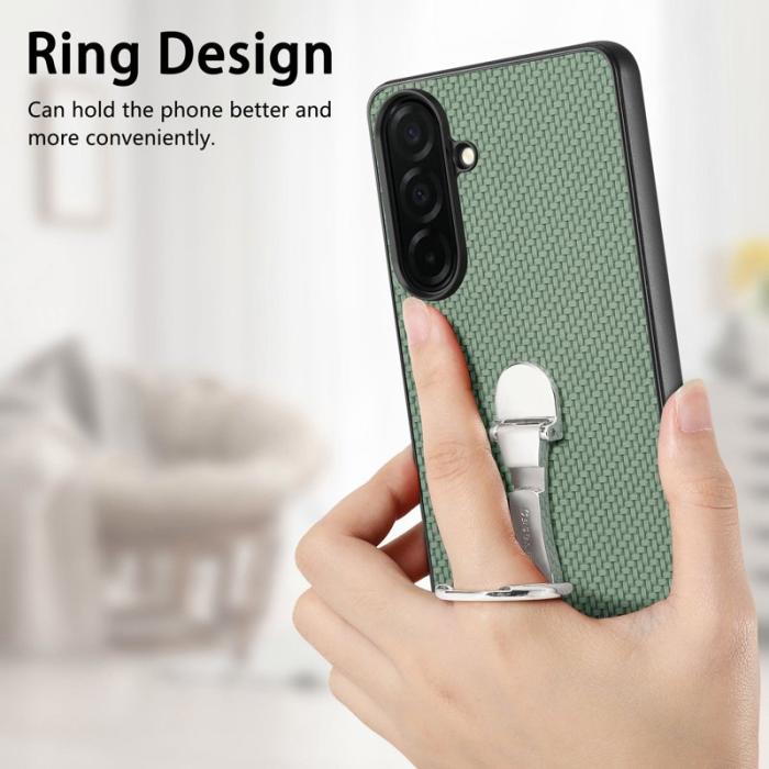 OEM - Mobilskal för Samsung Galaxy S26 Kortfack Kickstand Kolfiber - Grön