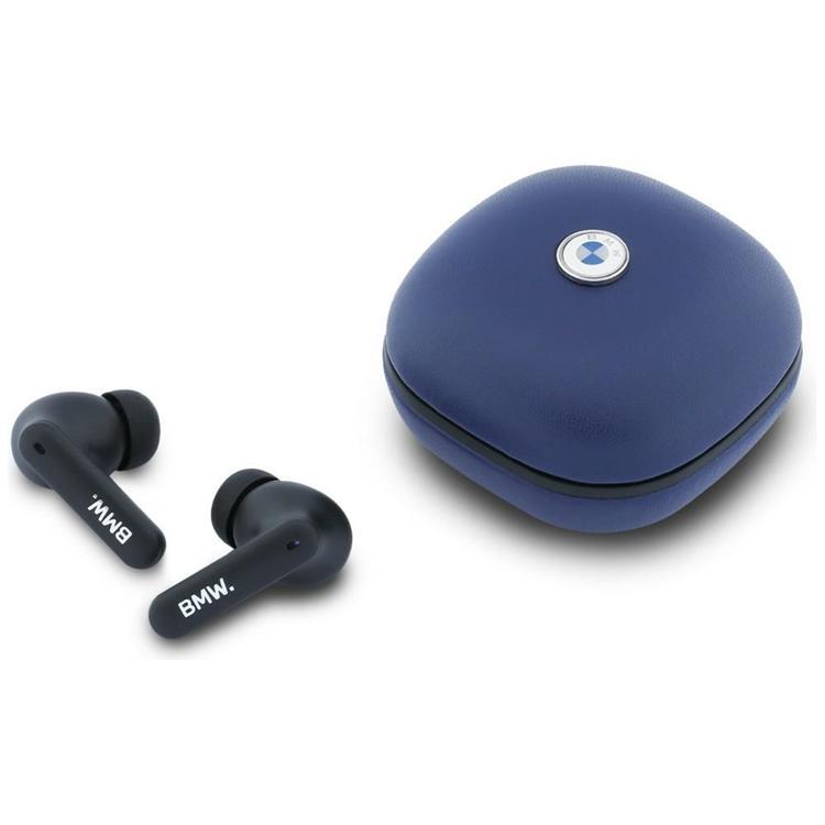 BMW TWS In-Ear Hörlurar Bluetooth ENC Leather Metal Logo - Blå | 505771 | AlltMobil