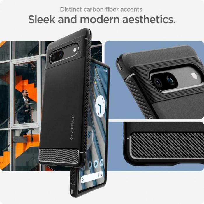 UTGATT - Spigen Google Pixel 7A Mobilskal Rugged Armor - Matte Svart
