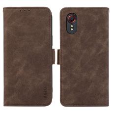 ABEEL - ABEEL Samsung Galaxy Xcover 5 Pl&aring;nboksfodral RFID-Skydd Konstl&auml;der Brun
