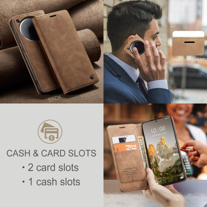 Caseme - CASEME 013 Series Xiaomi 15 Ultra Plånboksfodral KonstLäder - Brun